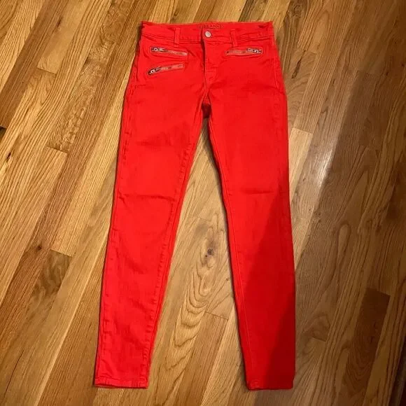 EEUC Women's J Brand Zoey Skinny Ankle Jeans Lipstick Red Size 27